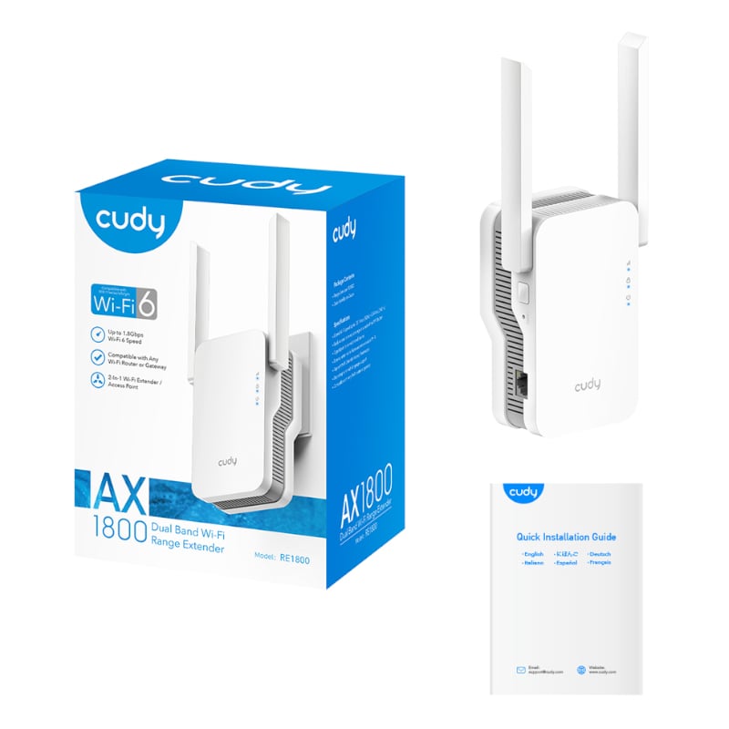Cudy AX1800 WiFi Range Extender | Wall Plug Cudy