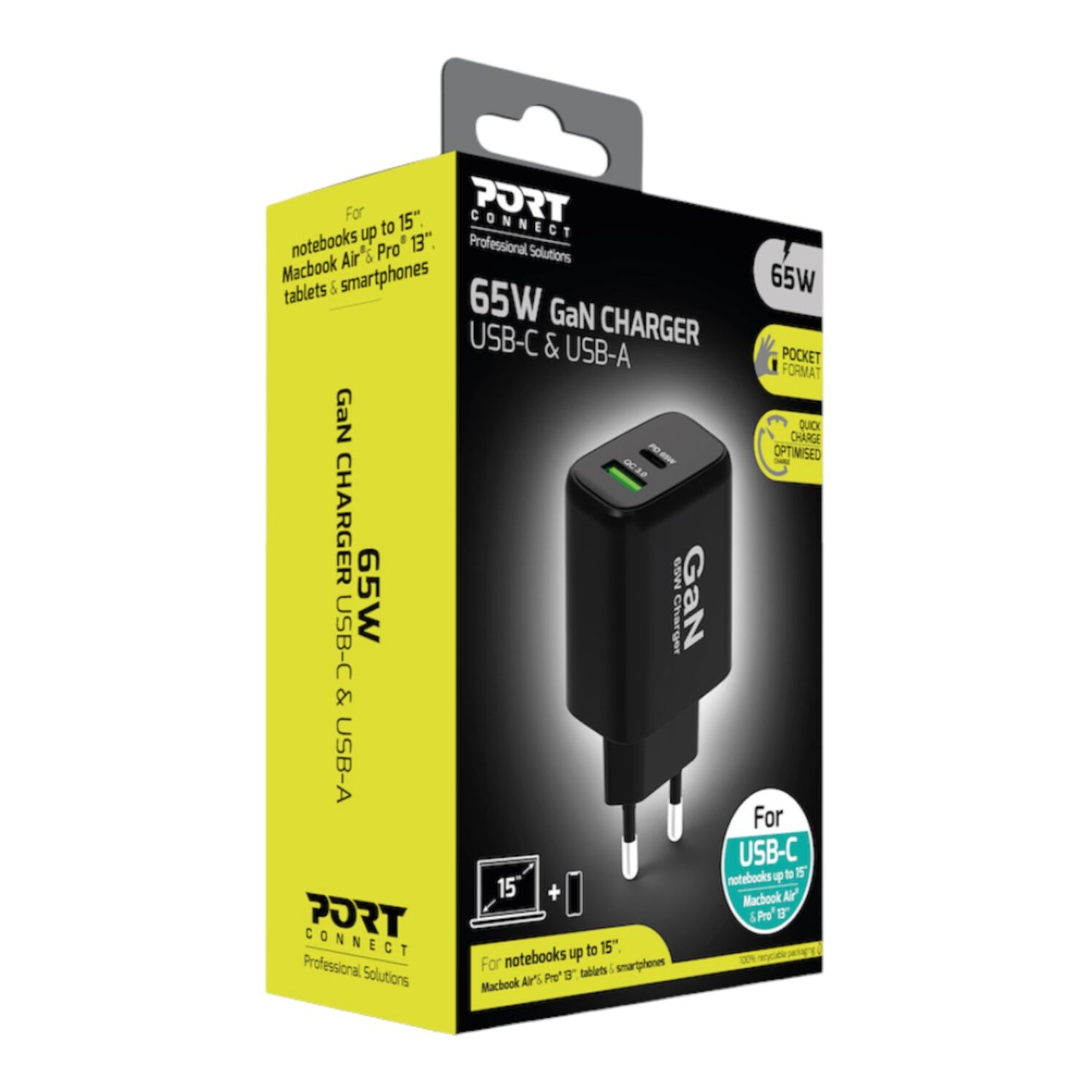 Port Connect 65W GaN Type-C & USB-A Fast Charger Port