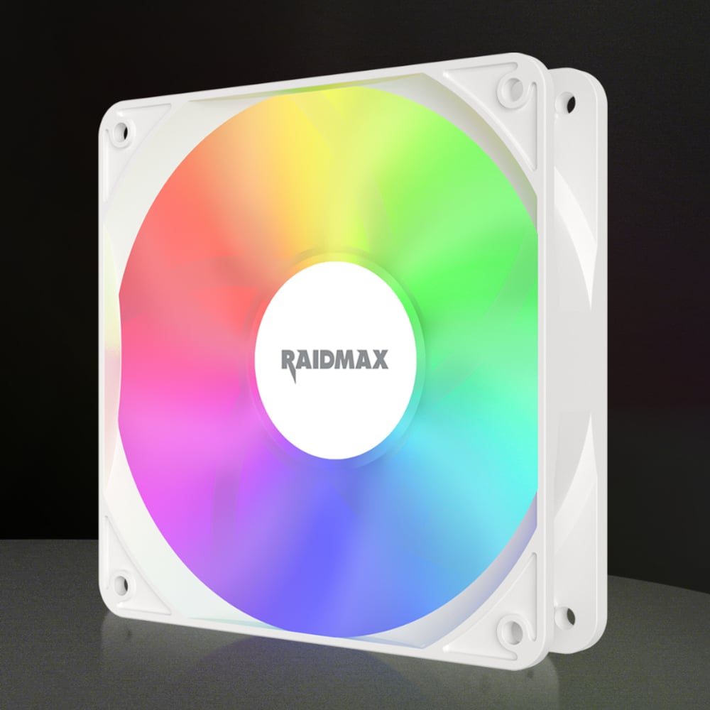 Raidmax NVX120FWDC4 120mm 3pin ARGB 4in1 Fan – White Raidmax