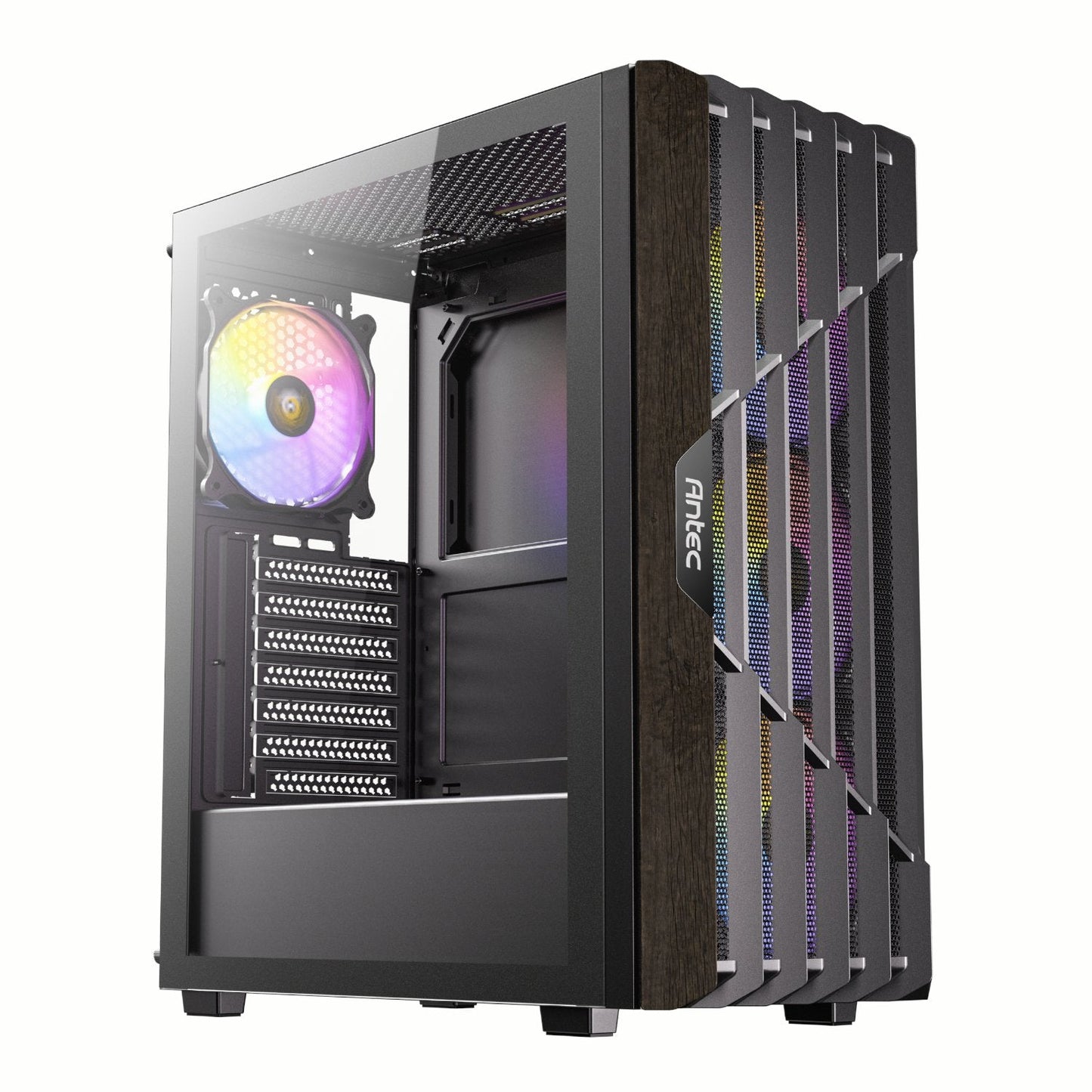 Antec AX63 Wood ARGB ATX Mid Tower Gaming Chassis – Black Antec