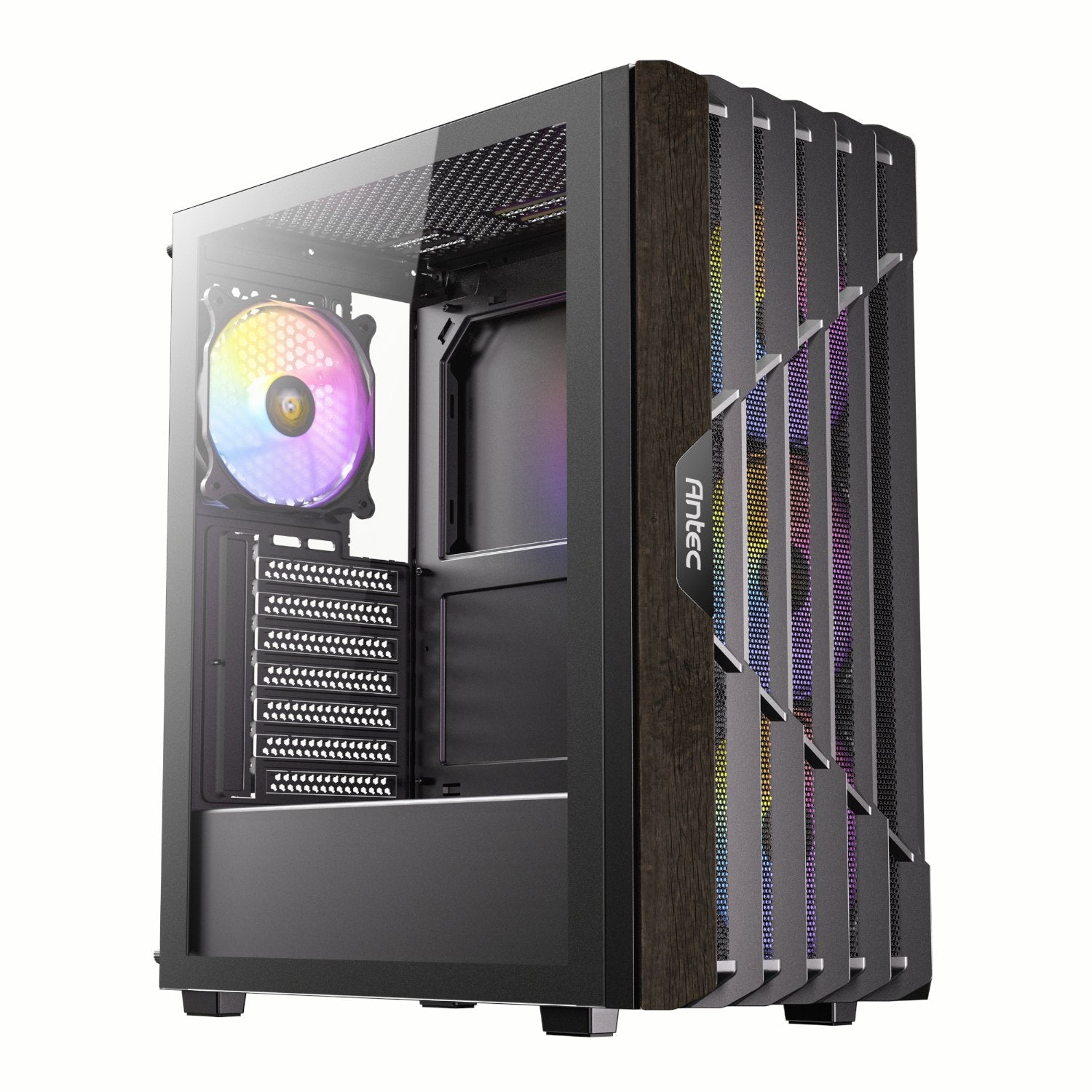 Antec AX63 Wood ARGB ATX Mid Tower Gaming Chassis – Black Antec