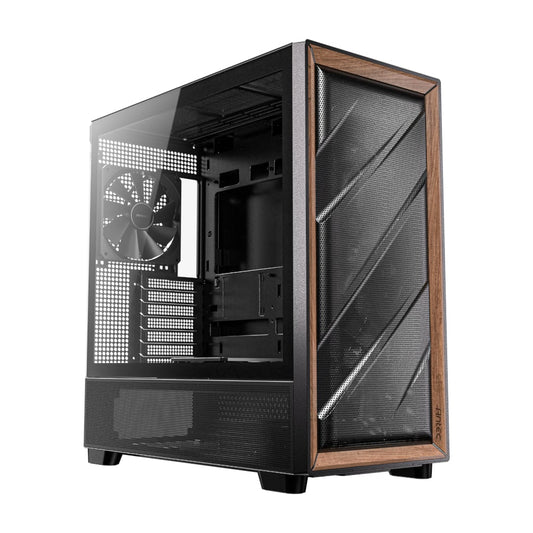 Antec FLUX ATX WOOD Mid Tower Gaming Chassis – Black Antec