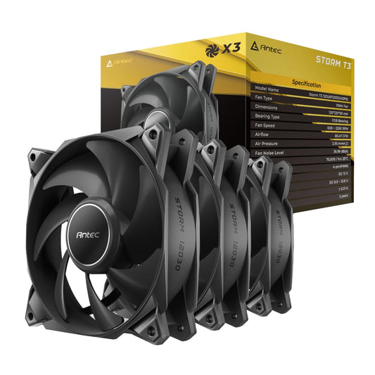 Antec Storm T3 120 PWM Case Fan 3 Pack – Black Antec
