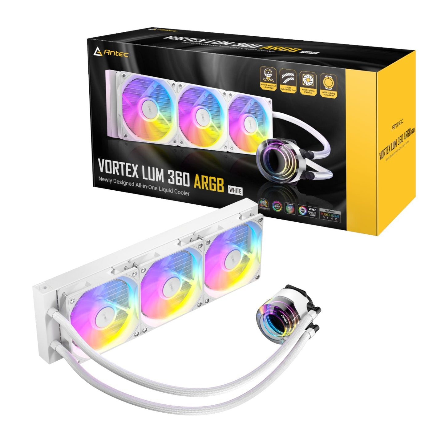 Antec VORTEX LUM 360 ARGB AIO CPU Liquid Cooler – White Antec