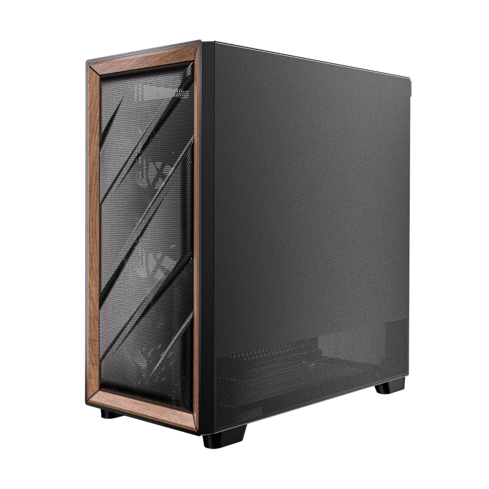 Antec FLUX ATX WOOD Mid Tower Gaming Chassis – Black Antec