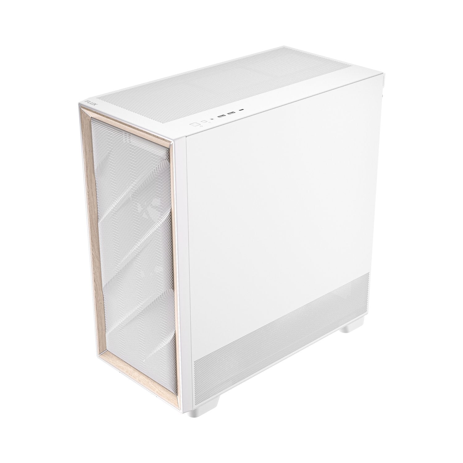 Antec FLUX Mid-Tower E-ATX Gaming Chassis Wood Front Panel – White Antec