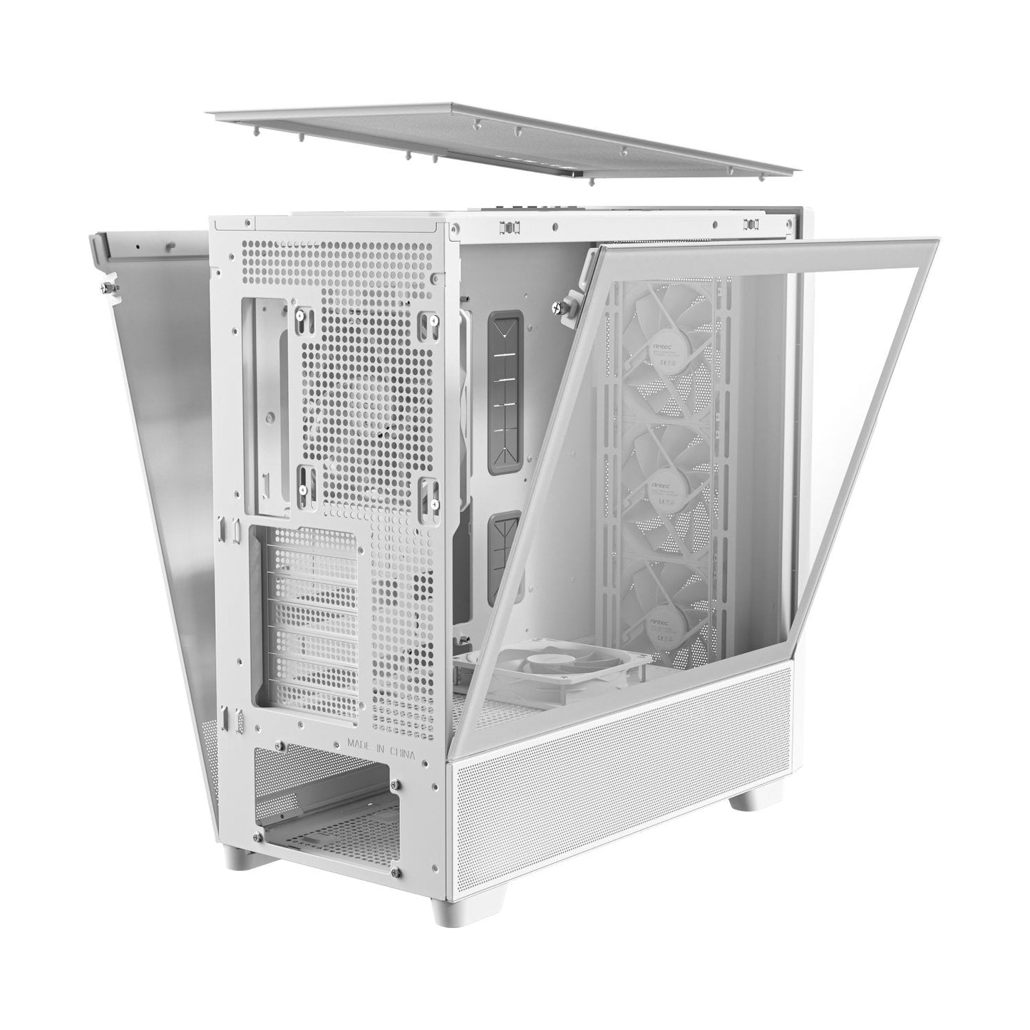 Antec FLUX Mid-Tower E-ATX Gaming Chassis Wood Front Panel – White Antec