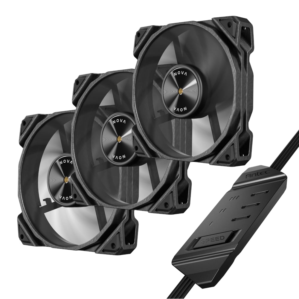 Antec NOVA 120 PWM Fan 3 Pack with Speed Controller – Black Antec