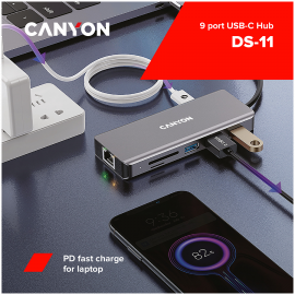 CANYON hub DS-11 9in1 USB-C Space Grey CANYON
