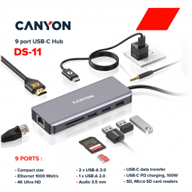 CANYON hub DS-11 9in1 USB-C Space Grey CANYON