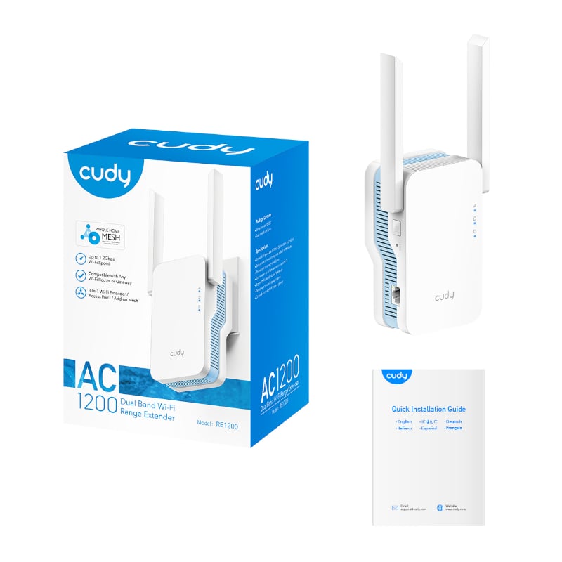 Cudy AC1200 WiFi Range Extender | Wall Plug Cudy
