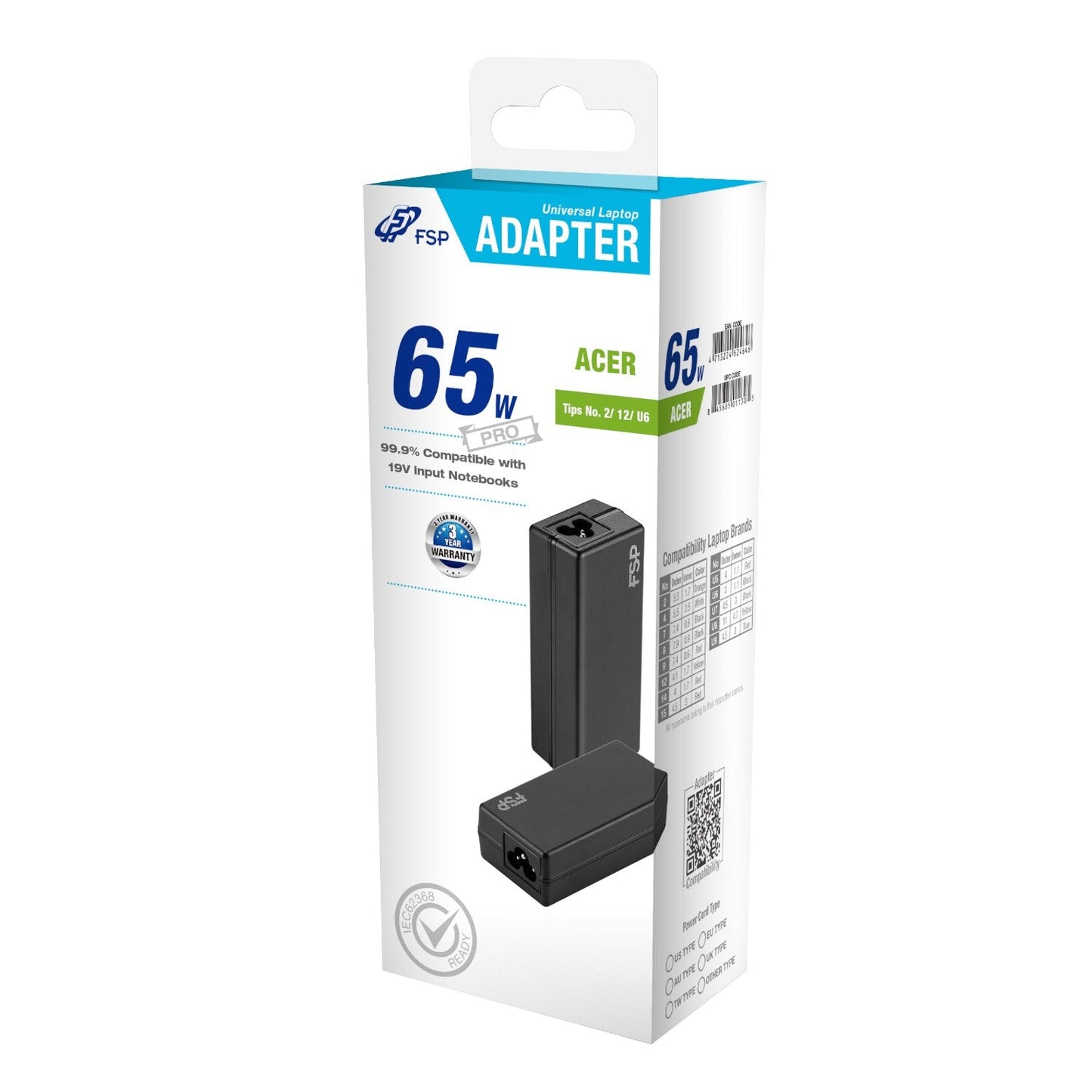 FSP PRO 65W Universal Laptop Adapter – Acer FSP