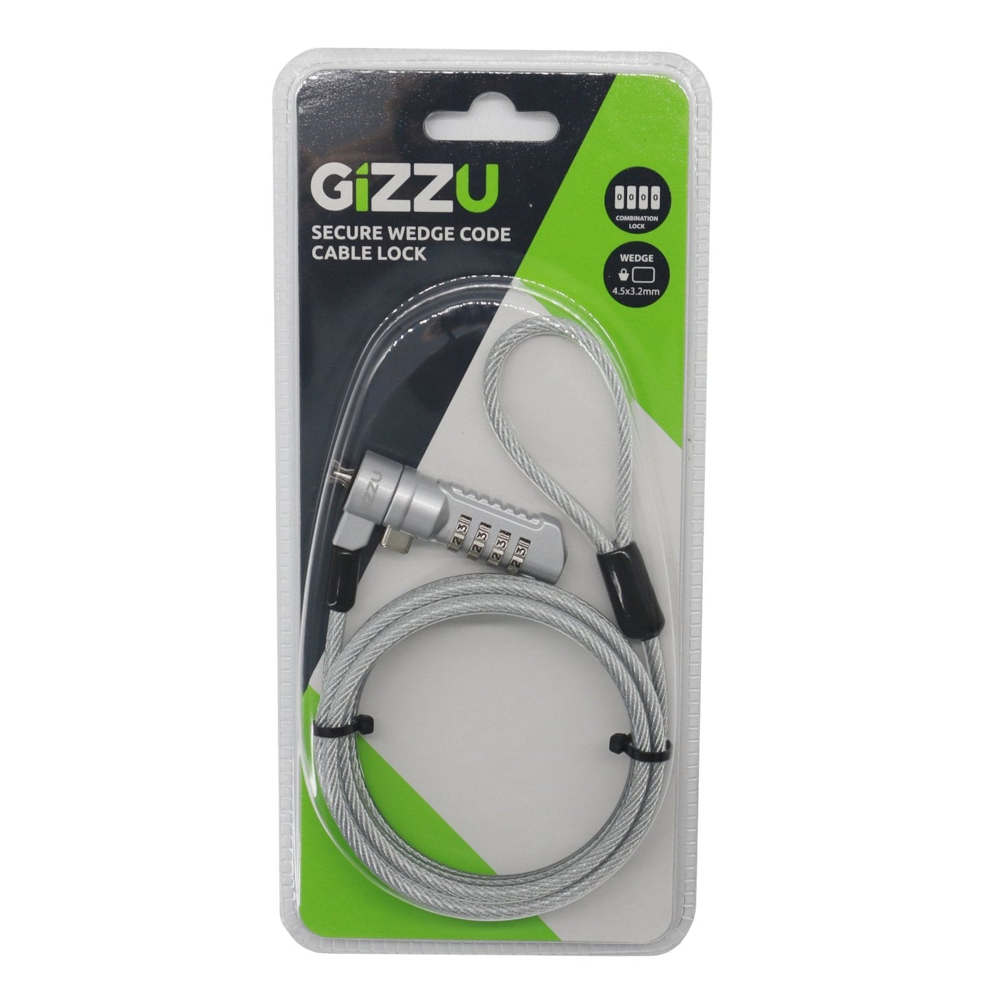 Gizzu Secure Wedge Code Cable Lock 1.8m GIZZU