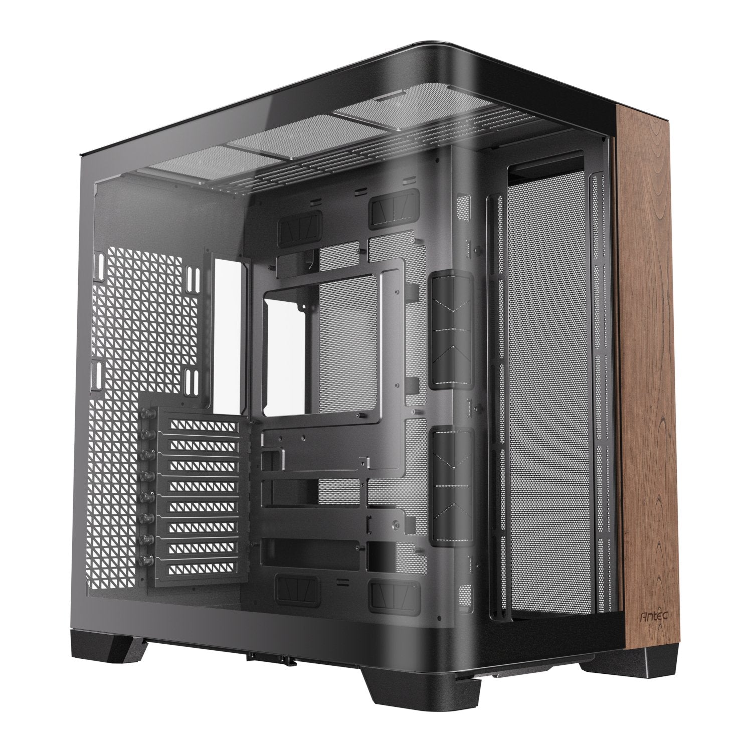 Antec C8 Curved Wood E-ATX | ATX | Micro-ATX | ITX Dual Chamber Gaming Chassis – Black Antec