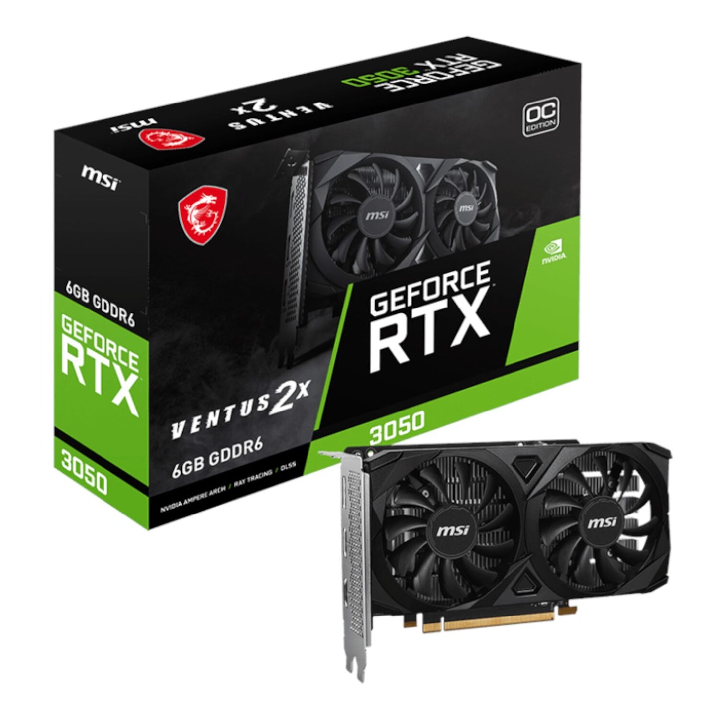 MSI GeForce RTX 3050 VENTUS 2X E 6GB OC Graphics Card MSI
