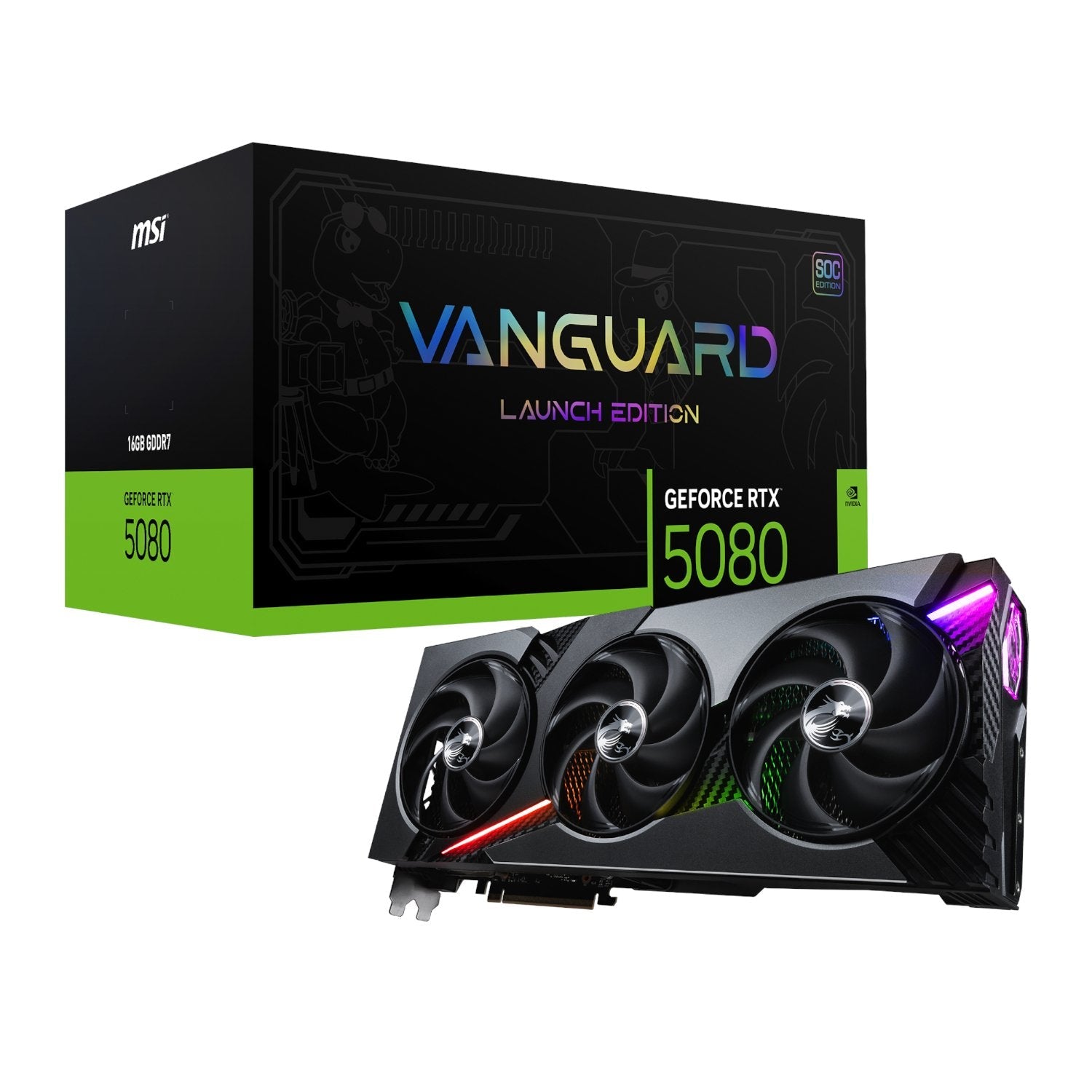 MSI GeForce RTX 5080 VANGUARD SOC Launch Edition 16GB Graphics Card MSI