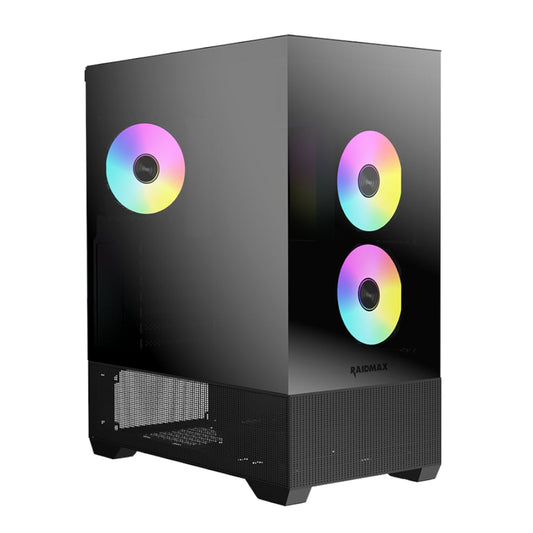 Raidmax I801 AIR CHROME E-ATX |ATX | Micro-ATX | Mini-ITX ARGB Mid-Tower Gaming Chassis – Black Raidmax