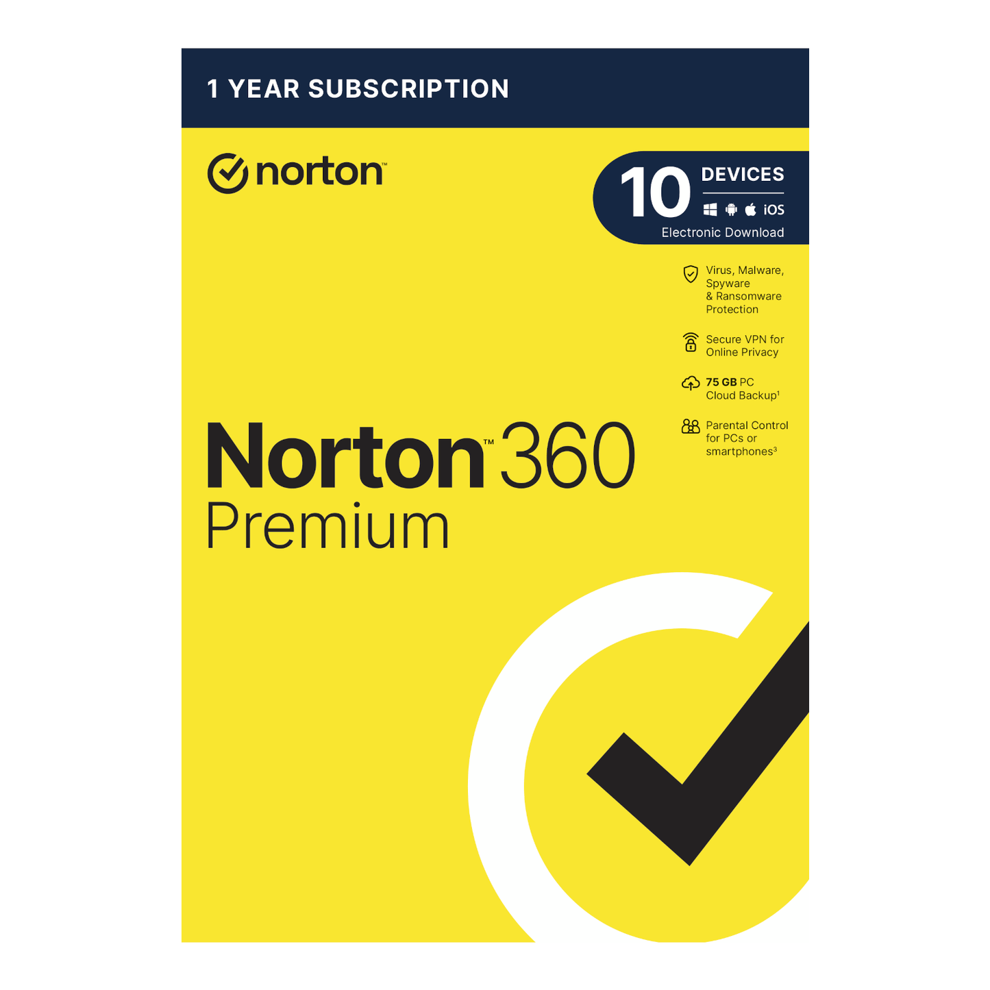 Norton 360 Premium 75GB – 10 Devices (Physical Package) Norton