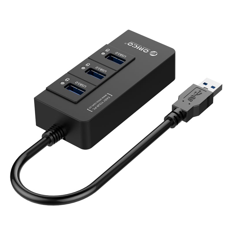 ORICO 3 Port USB3.0 Hub With Gigabit Ethernet Adapter – Black Orico