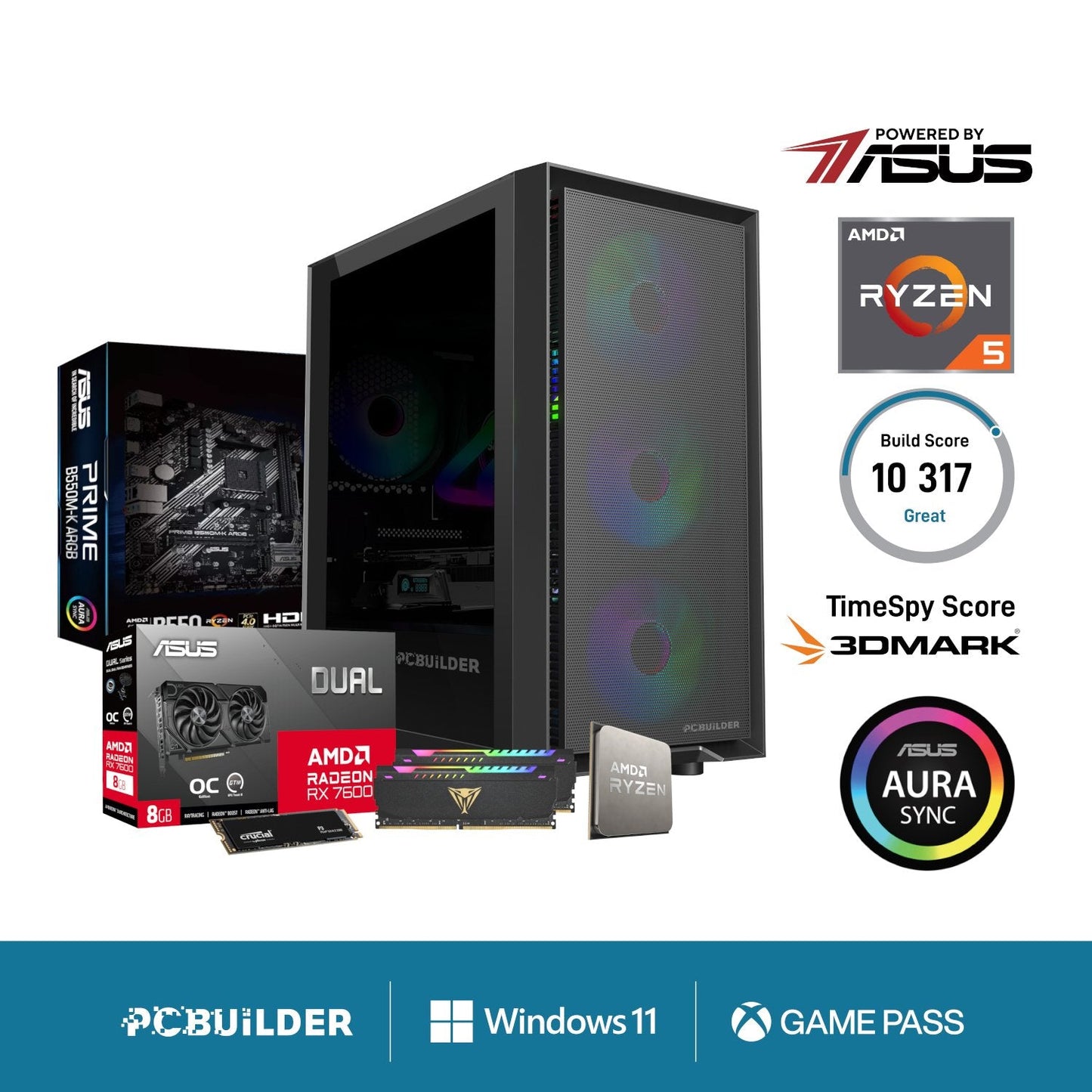 PCBuilder Ryzen 5 5600X PATHFINDER Windows 11 Gaming PC PCBuilder