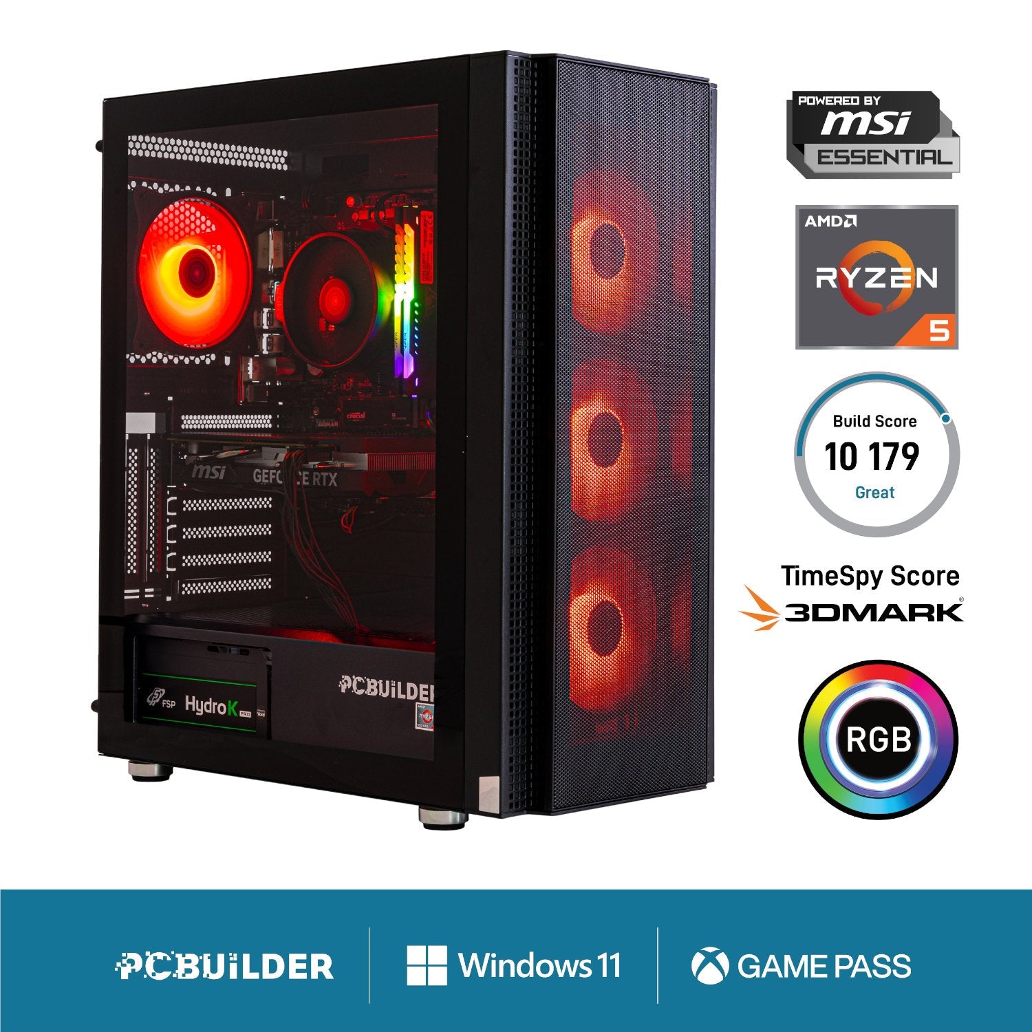 PCBuilder AMD Ryzen 5 5600X BARRICADE Windows 11 Gaming PC PCBuilder