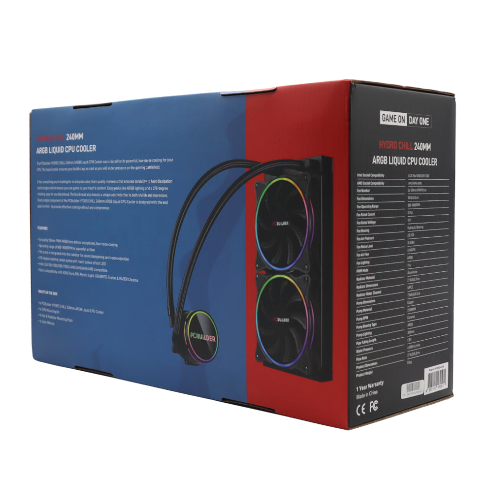 PCBuilder Hydro Chill 240MM AIO Liquid CPU Cooler ARGB PCBuilder