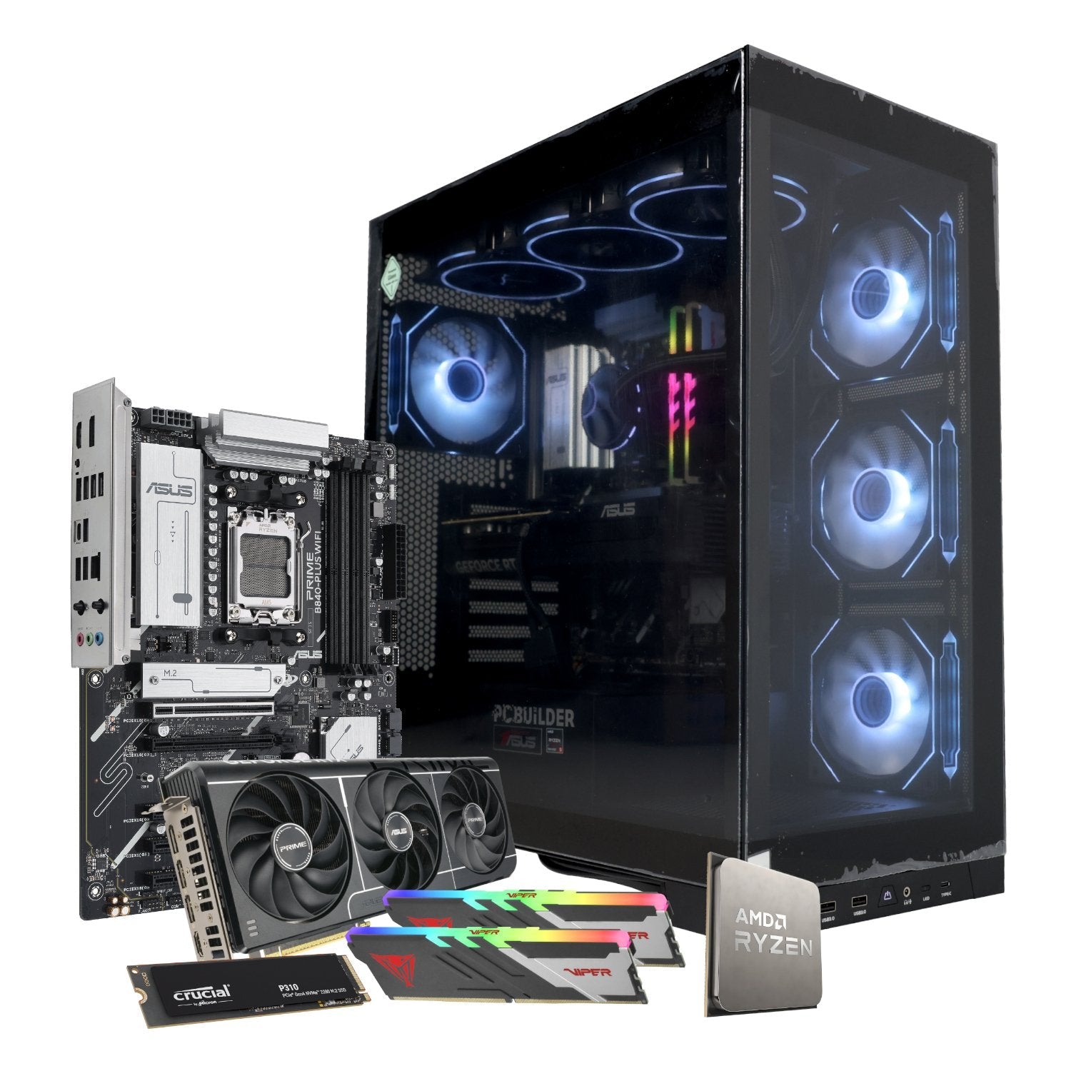 PCBuilder Ryzen 5 7600 MAVERICK Windows 11 Gaming PC PCBuilder