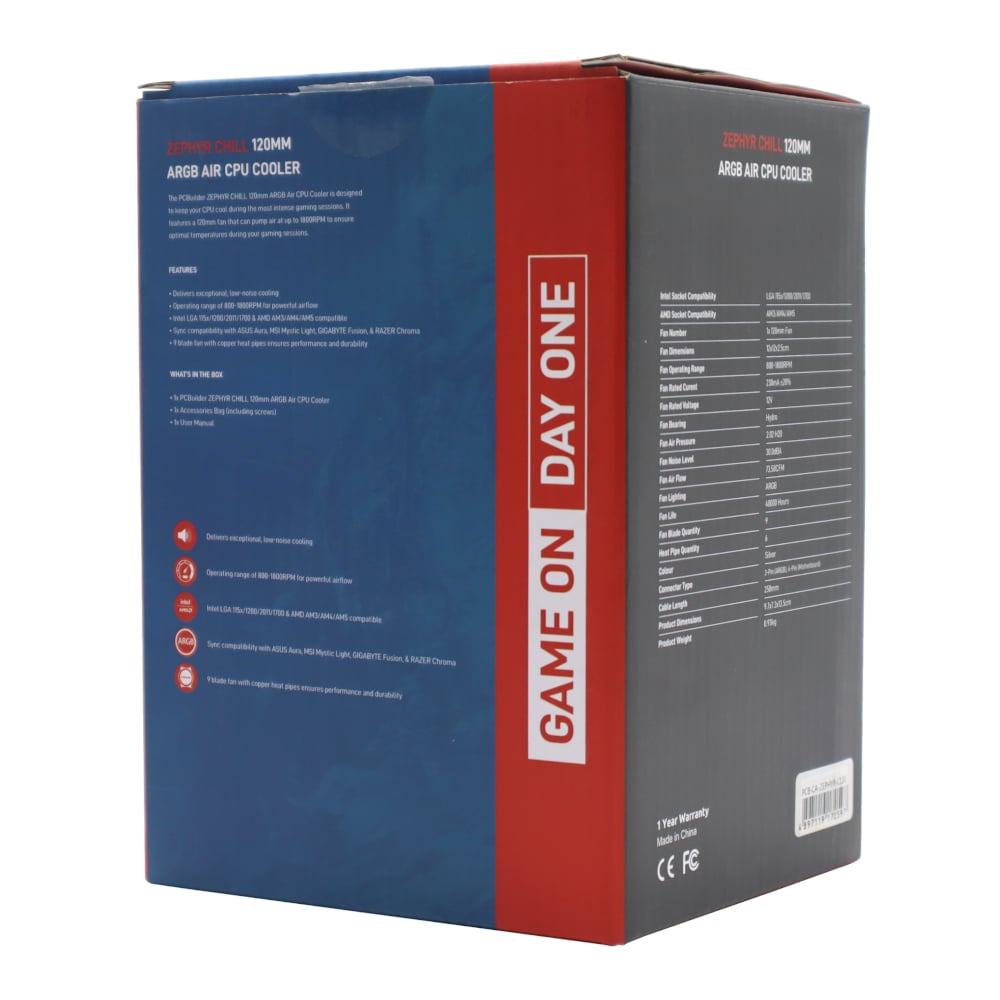 PCBuilder Zephyr Chill 120MM ARGB AIR CPU Cooler PCBuilder