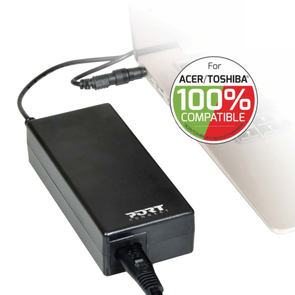 Port Connect 65W Notebook Adapter Acer and Toshiba Port