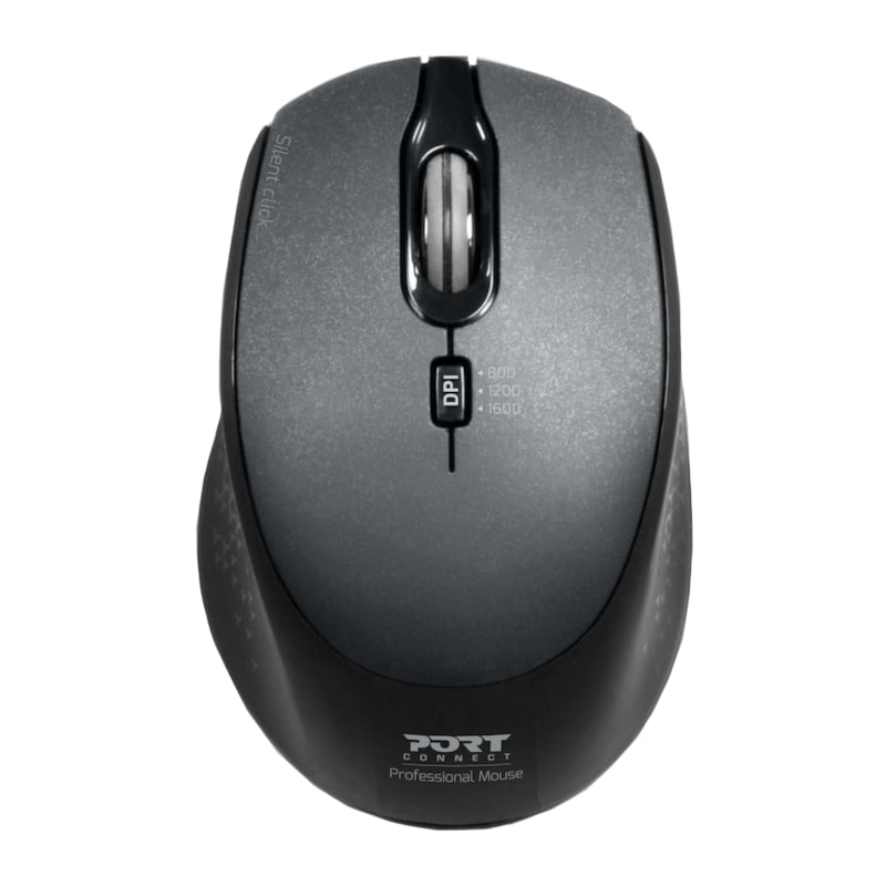 Port Connect Silent 1600DPI 3 Button Wireless Mouse – Black Port
