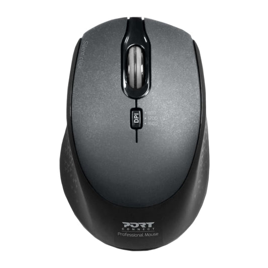 Port Connect Silent 1600DPI 3 Button Wireless Mouse – Black Port