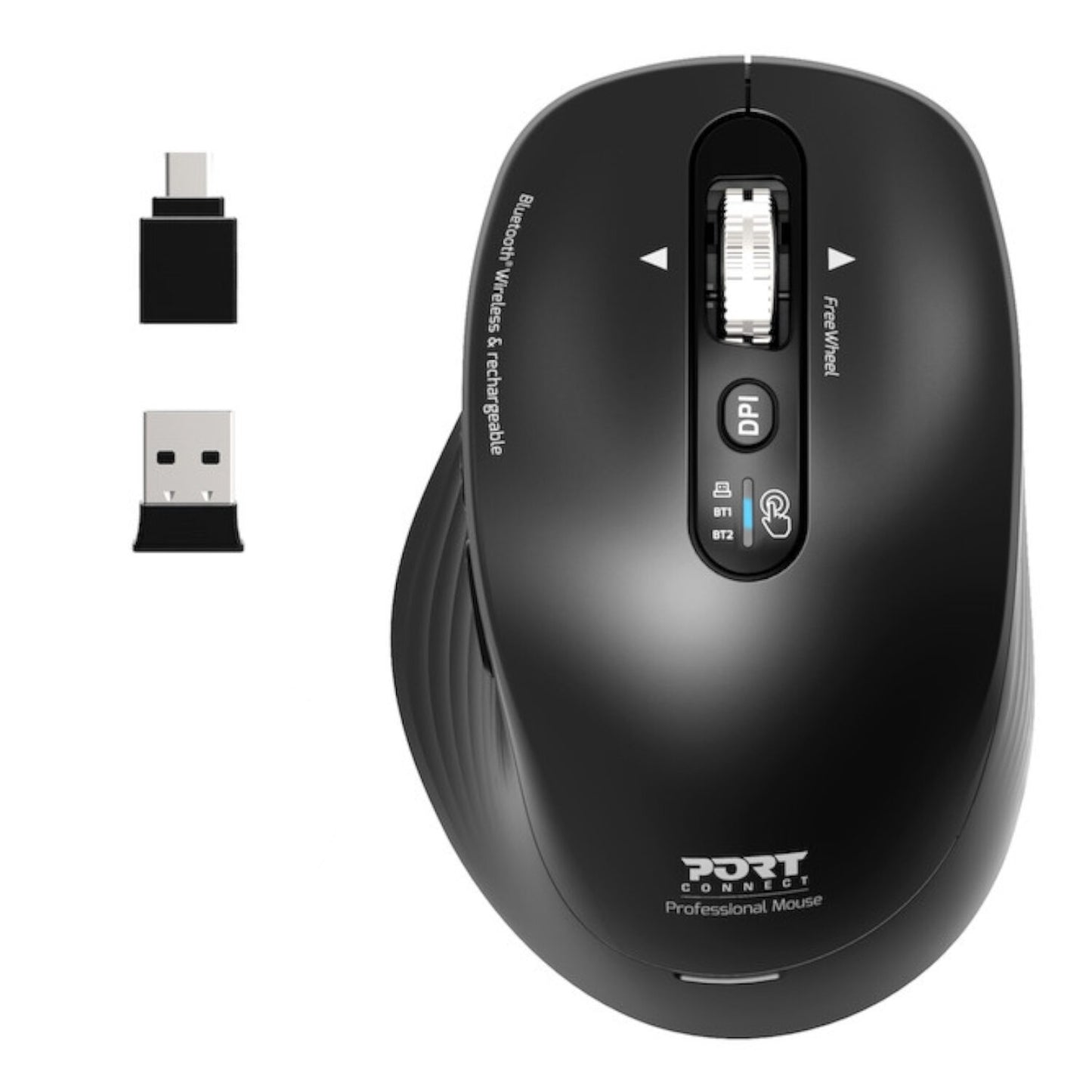 Port Connect Business 2.4GHz Rechargeable Bluetooth Wireless Mouse – Black Port