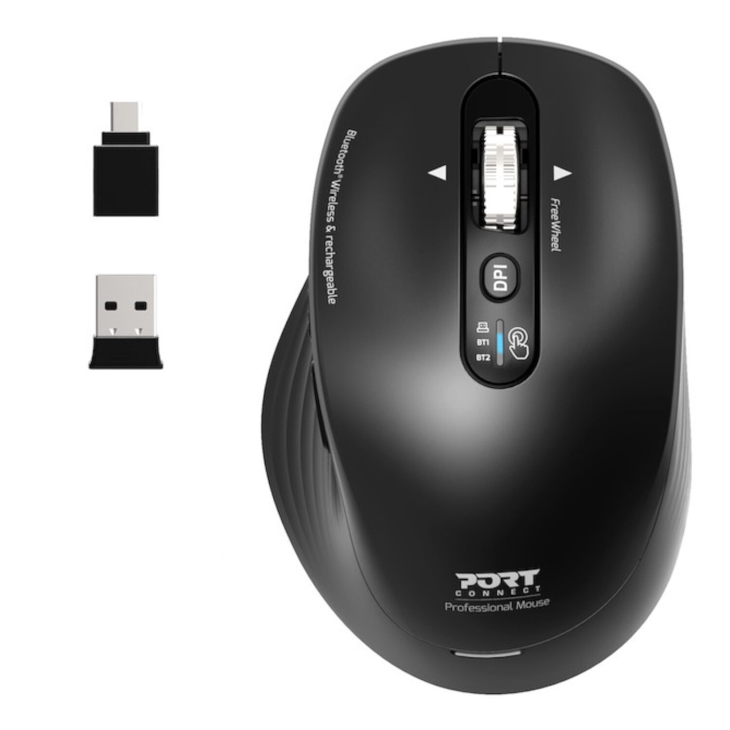 Port Connect Business 2.4GHz Rechargeable Bluetooth Wireless Mouse – Black Port