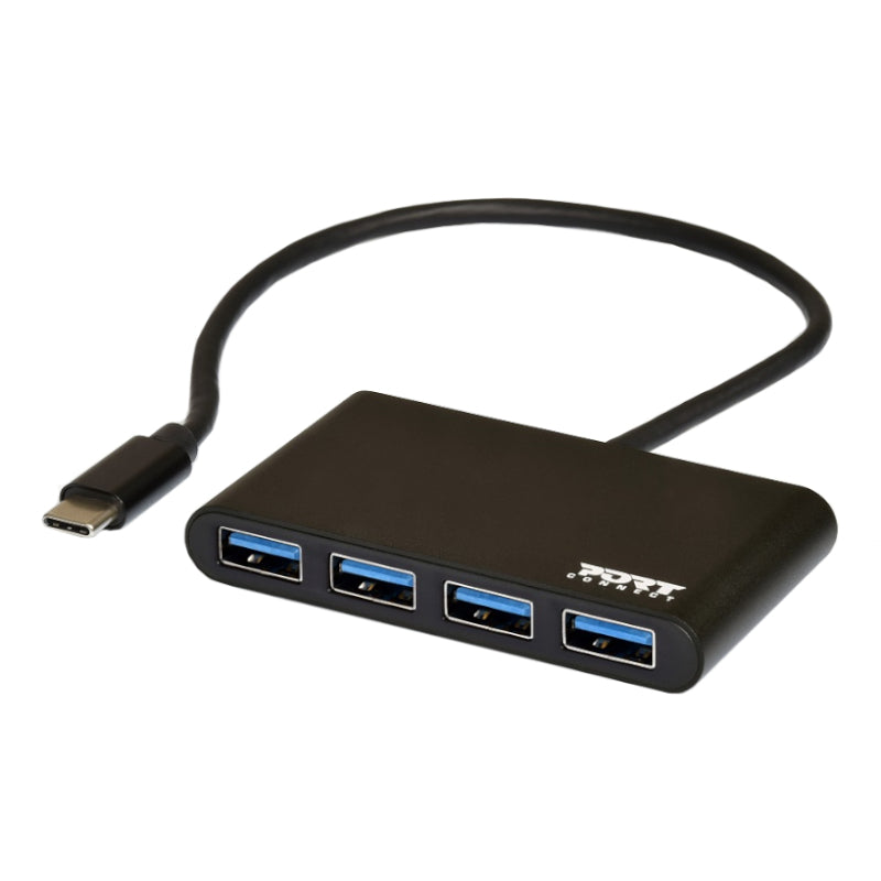 Port USB Type-C to 4 x USB3.0 5Gbps 30cm 4 Port Hub – Black Port