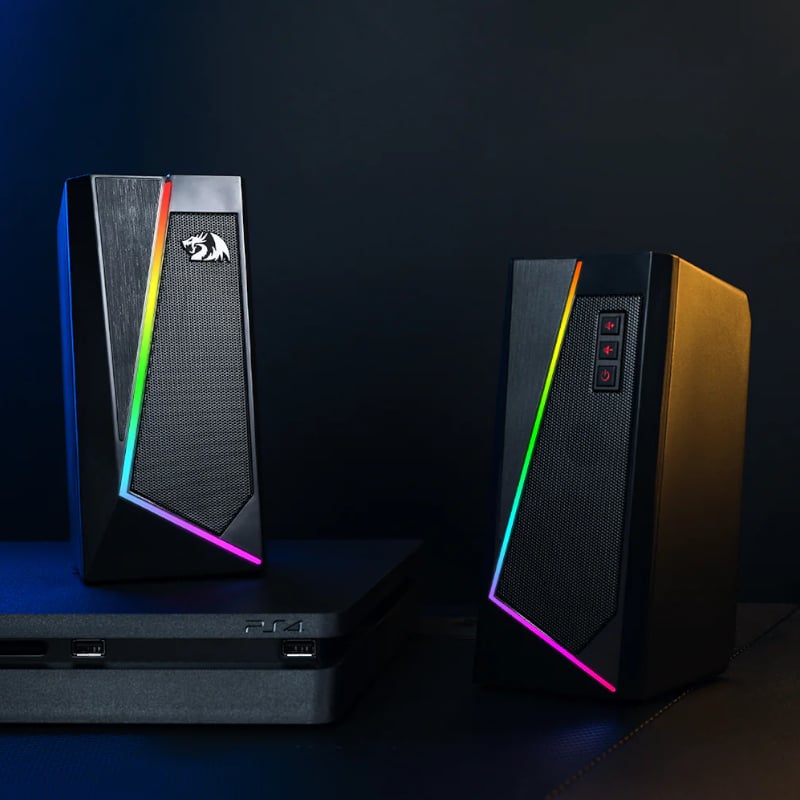 REDRAGON 2.0 Satellite Speaker ANVIL 2 x 3W RGB USB|Aux Gaming Speaker – Black Redragon