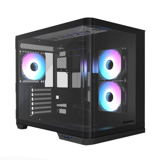 Raidmax I630 ATX | Micro-ATX | ITX ARGB Mid-Tower Dual Chamber Curved Glass Gaming Chassis – Black Raidmax