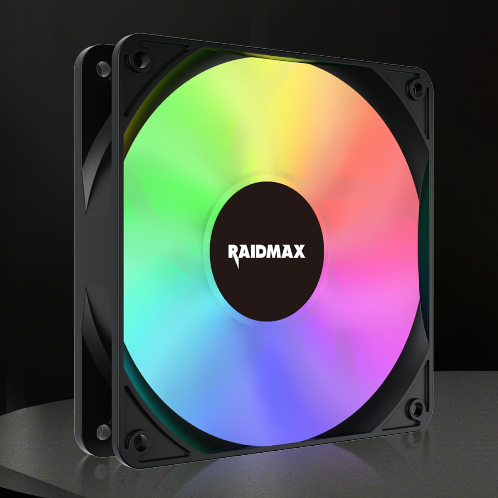 Raidmax NVX120FBDC4 120mm 3pin ARGB 4in1 Fan – Black Raidmax