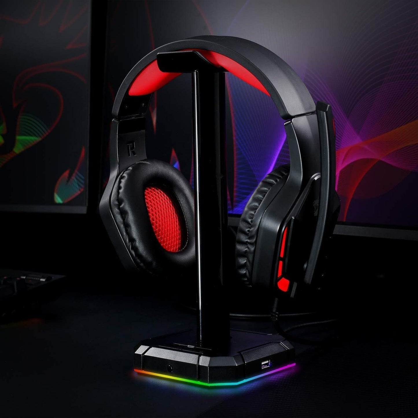 Redragon HA300 Scepter Pro RGB Headset Stand with USB Hub (4 x USB 2.0, RGB Lighting) Redragon